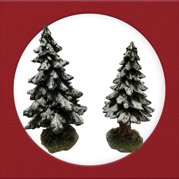Dept 56 Village Vintage Snowy Scotch Pines Set of 2 Christmas Decor - Picture 3 of 14